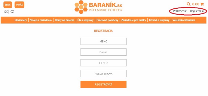 Prihlásenie/Registrácia